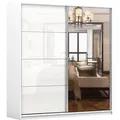 Produktbild: imoebel24 Schwebetürenschrank, Weiß, Glas, Holzwerkstoff, 6 Fächer, Rechteckig, 203x218x61 cm, Schlafzimmer, Kleiderschränke, Schwebetürenschränke