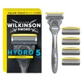 Produktbild: Wilkinson Sword - Hydro 5 Ultimate Rasierer für Männer, Rasiergriff + 5 Rasierklingen, Feuchtigkeitsspendende Gel-Pools und Schockabsorptions-Technologie