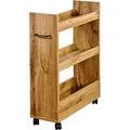 Produktbild: KESPER Nischenregal Küchenregal Eiche – 22x60x78cm – mit 3 Ablageböden & Metallgriff – – 4 Rollen, 2 feststellbar – platzsparend – 24...