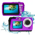 Produktbild: Aquapix W3048 'Edge' Unterwasserkamera mit Zwei Displays, wasserfest bis 3 m, bis zu 48 MP Auflösung, 16x Digital-Zoom, 13 MP Sensor, Video bis 4K, Violet