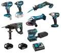 Produktbild: Makita Akku Combo Set 18V XL DBO480 DDF485 DTD152 DTW190 DJR183 DHR202 DGA452