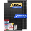 Produktbild: Solakon® Solarmodul 450W Bifazial Glas-Glas N-Type – Full Black PV Modul 40V für Balkonkraftwerk (1 Stück)