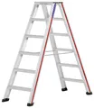 Produktbild: Hymer Stufenstehleiter 2x6 Stufen (beidseitig begehbar, Spreizsicherung, große Lederschuhe, Standhöhe ca. 0,91 m) 602412