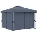 Produktbild: vidaXL Pavillon mit Vorhang 3x3 m Anthrazit Aluminium