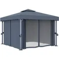 Produktbild: vidaXL Pavillon mit Vorhang 3x3 m Anthrazit Aluminium