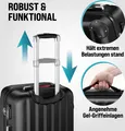 Produktbild: MONZANA® 3tlg. Kofferset Schloss Wäsche Organizer Kofferwaage Gurt Gel-Griffe Zwillingsrollen Standfüße Trolley Reisekoffer Hartschalen Koffer M-L-XL, Farbe:schwarz