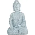 Produktbild: Buddha Figur Sitzend, 40 Cm Hoch, Feng Shui Deko, Wetterfest & Frostsicher, Große Garten Dekofigur, Hellgrau - Relaxdays