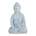 Produktbild: Relaxdays Buddha Figur sitzend, 40 cm hoch, Feng Shui Deko, wetterfest & frostsicher, große Garten Dekofigur, hellgrau