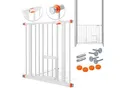 Produktbild: KIDIZ® Absperrgitter zum Klemmen mit Katzenklappe, Türschutzgitter, Autoclose Kinder Treppengitter ohne Bohren 90° Stopp Schutz, schwenkbar, Treppenschutzgitter