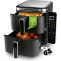 Produktbild: GOURMETmaxx Heißluft-Fritteuse Doppelkorb vertikal 2x 5l 2800W schwarz - Schwarz