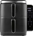 Produktbild: GourmetMaxx 15305 Heißluft-Fritteuse 10l 2800W 2 getrennte Temperaturregler, Antihaftbeschichtung, digitaler Timer Schwarz