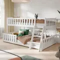 Produktbild: Kids Collective Etagenbett 90x200 / 120x200 Kinderbett Jugendbett Stockbett Hochbett mit Leiter, Rausfallschutz & Lattenrosten,  Kinder Bett von 4.... - Weiß