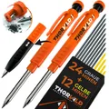 Produktbild: 2x Robuster Zimmermannsbleistift mit 38 Minen, Spitzer & Schreibaufsatz – Tie...