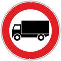 Produktbild: Publimania Verkehrsschild Zufahrt für LKW verboten 3 mm dickes, rundes Aluminium-Verbundschild für den Außenbereich Ø 30 (Zugang verboten Lastwagen)