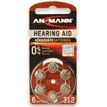 Produktbild: Ansmann Hörgeräte-Batterie Zinc-Air 312 PR41, 1,4 V, 6er-Blister