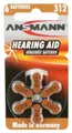 Produktbild: Hückmann Hörgerätebatterie 1,4V HearingAid 312(VE 6) Batterien 123547