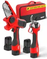 Produktbild: HECHT Akku Astschere 32 mm & Mini Kettensäge 14 cm – elektrische Gartenschere 650 W mit 2 × 14,4 V Akkus, Profi Baumscheren-Set für Garten-, Ast- & Holzsäge-Arbeiten, inkl. Tasche & Zubehör