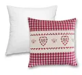 Produktbild: wometo Kissenhülle Landhaus Karo mit Stickerei Herz oder Hirsch, 40x40 cm, (1 Stück), OEKO-TEX®, Karo, Herz & Hirsch-Stickmotiv, MIT Füllung