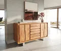 Produktbild: DELIFE Sideboard Live-Edge 147 cm Akazie Natur 3 Schübe 2 Türen