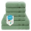 Produktbild: Hammetex 6 teiliges Handtuch Set, 100% Baumwolle Weich Saugstark Qualität Handtücher Set, 2 Badetücher 70x140 cm, 4 Handtücher 50x100 cm, Salbeigrün