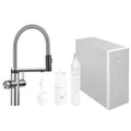 Produktbild: BLANCO CHOICE Icona | Küchenarmatur aus massiv Edelstahl | all-in-one Armatur | Gekühltes Wasser in still, medium, sprudel & kochend heiß | Inkl. App zum Individualisieren | [17x25x45 cm]