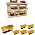 Produktbild: BURI 6 Euro-Paletten Blumenkästen-Einsätze inkl. Bewässerungsmatte | 37,3cm Dunkelgelb | Pflanzkasten für Europalette Palette | Balkonkasten | Blumentopf | aus stabilen Kunststoff | Made in Germany