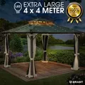 Produktbild: Alu Pavillon PAGODE 4x4m beige mit Moskitonetz & LED-Beleuchtung