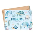 Produktbild: MeinBaby123® 10 Einladungskarten Kindergeburtstag Unterwasserwelt für Jungs und Mädchen | Geburtstagseinladungen für Kinder inkl. 10 Briefumschläge | Premium Qualität (Unterwasserwelt)