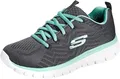 Produktbild: Skechers Damen Graceful Get Connected Sneakers, Charcoal Mesh / Green Trim, 41 EU