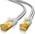 Produktbild: Primewire Flachbandpatchkabel CAT 7 mit Baumwollummantelung - Gigabit Ethernet LAN Kabel - 10 Gbit/s - U/FTP PIMF Schirmung - Netzwerkkabel - 25m