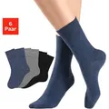 Produktbild: Socken H.I.S, Damen, Gr. 35-38, bunt (2x jeans, 2x schwarz, 2x grau, meliert), Baumwolle, Elasthan, Polyamid, unifarben, elastisch, Socken Socken, mit Komfortbund auch für Diabetiker geeignet
