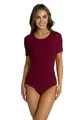 Produktbild: Alkato Body Damen Kurzarm aus Baumwolle – Bequemer Damen Body mit Rundhalsausschnitt und Druckknopfverschluss, Farbe: Weinrot, Größe: XL (Long 170-176 cm)