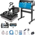 Produktbild: VEVOR 5-in-1-Hitzepresse-Transfermaschine 12 x 15 Zoll mit 34-Zoll-Vinyl-Schneideplotter-Maschinen-Kit, Kunsthandwerksdrucker, Sublimation (34 Zoll/870 mm), Begrenzung (34 Zoll/870 mm)