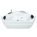 Produktbild: Basera® BASIC Indoor Eck-Whirlpool Badewanne Capri 145 x 145 cm mit 12 Massagedüsen, Wasserfall, LED-Ambiente