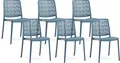 Produktbild: 6er-Set stapelbare Stühle aus Polypropylen mit Glasfasern für Garten oder Innenbereich, wasserabweisend und widerstandsfähig - YARA - Petrol