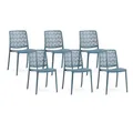 Produktbild: SIEDITI FUORI E DENTRO Stapelbare Stühle aus Polypropylen mit Glasfaser, wetterfeste Gartenstühle für außen oder innen, robust und pflegeleicht, modernes Design - Yara (6 Stühle, Petrolblau)
