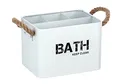 Produktbild: WENKO Badbox Gara mit 4 Fächern, Aufbewahrungsdose aus Stahl, trendiger Aufdruck, geflochtene Griffe, ideal für Bad und Gäste-WC, 19 x 12,5 x 13 cm, Weiß