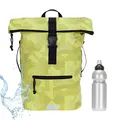 Produktbild: Elephant Rucksack Herren Plane Time Bag Kurierrucksack Roll-Top Fahrradrucksack Sport Fitness Damen 23 Liter A4 12821 + Flasche (12824 Cyber Camo Gelb)