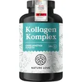 Produktbild: NATURE LOVE® Kollagen Komplex – 180 Kapseln – mit Hyaluron, Biotin, Selen, Zink, Vitamin C aus Acerola & Silicium aus Bambusextrakt – Collagen hochdosiert – laborgeprüft und in Deutschland produziert