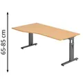 Produktbild: Hammerbacher Schreibtisch O-Serie, buche / graphit, höhenverstellbar, 180 x 65-85 x 100cm, Freiform