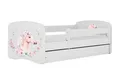 Produktbild: Kids Collective Kinderbett Jugendbett Kinderbett mit Rausfallschutz, Lattenrost & Schublade, 180x80 mit Matratze, in weiß Mädchen Bett rosa Pferd