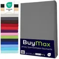 Produktbild: Buymax® Spannbettlaken Jersey 100% Baumwolle Spannbetttuch in Farbe Anthrazitgrau, Größe 90x200 cm - Grau/Hellgrau