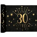 Produktbild: 30. Geburtstag schwarz gold Tischläufer 5 m x 30 cm Zahl 30