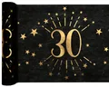 Produktbild: Tischläufer Vlies 30 schwarz-gold 30cm x 5m Geburtstag Tischdekoration Party
