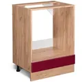 Produktbild: Vicco Herdumbauschrank, Rot, Honigeiche, Holzwerkstoff, 1 Fächer, Rechteckig, 60x81.6x46 cm, Küchen, Küchenmöbel, Küchenschränke, Geräteumbauschränke