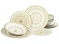 Produktbild: CreaTable, 23607, Serie MANDALA GOLD - Weiss, 12-teiliges Geschirrset, Teller Set aus Steinzeug, spülmaschinen- und mikrowellengeeignet, Qualitätsproduktion