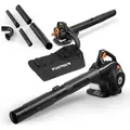 Produktbild: Profi Benzin Laubsauger Fx-lbs126p – Laubbläser & Häcksler Mit Blasrohr – Saugrohr & 60l Fangsack – Anti-vibrations-funktion – Blasgeschwindigkeit 62,7 M/s - Fuxtec