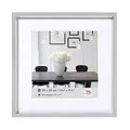 Produktbild: walther design Bilderrahmen silber 40 x 40 cm mit Passepartout, Steel Style Kunststoffrahmen ES440S