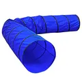 Produktbild: lionto Outdoor Tunnel robust für große & kleine Hunde, 500x60 cm, Faltbarer Spieltunnel für Kinder mit Heringen aus reißfestem Material, standhafter Agility Tunnel mit praktischer Tragetasche, blau