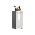 Produktbild: trendteam smart living - Amanda - Kommode - Weiß Hochglanz - Standschrank - (BxHxT) 37 x 79 x 31 cm - Badschrank mit 1 Tür und 1 Schublade - silberfarbene Griffe - universal einsetzbar - Kratzfest